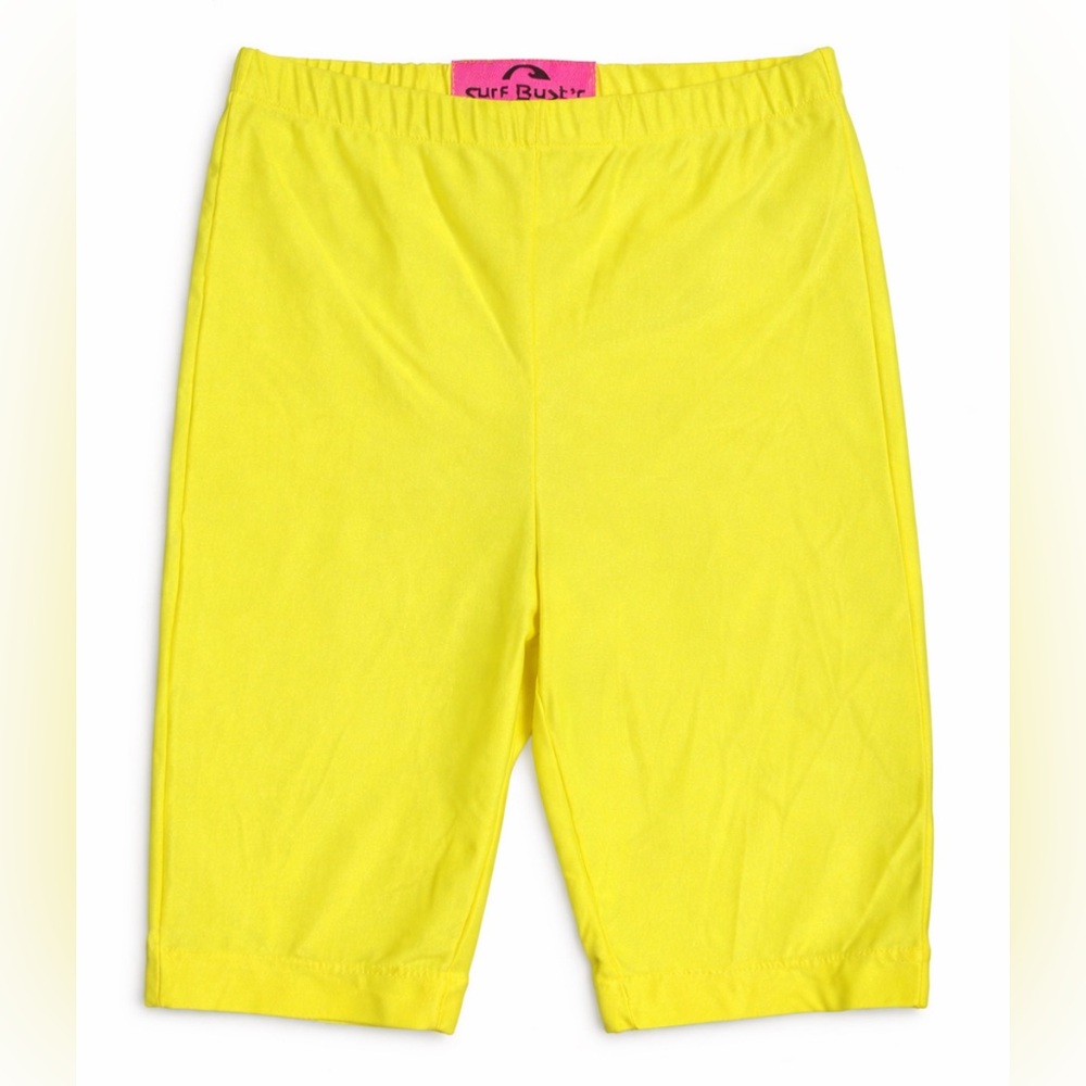 Vintage 80s Neon Yellow Biker Shorts Surf Bust’r USA Made Lycra Spandex‎ Medium